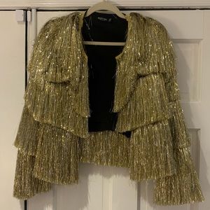 Amazing gold fringe party jacket